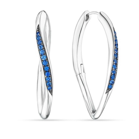 NWT Judith Ripka Nova Large Pave Blue Sapphire Hoops - Picture 14 of 15